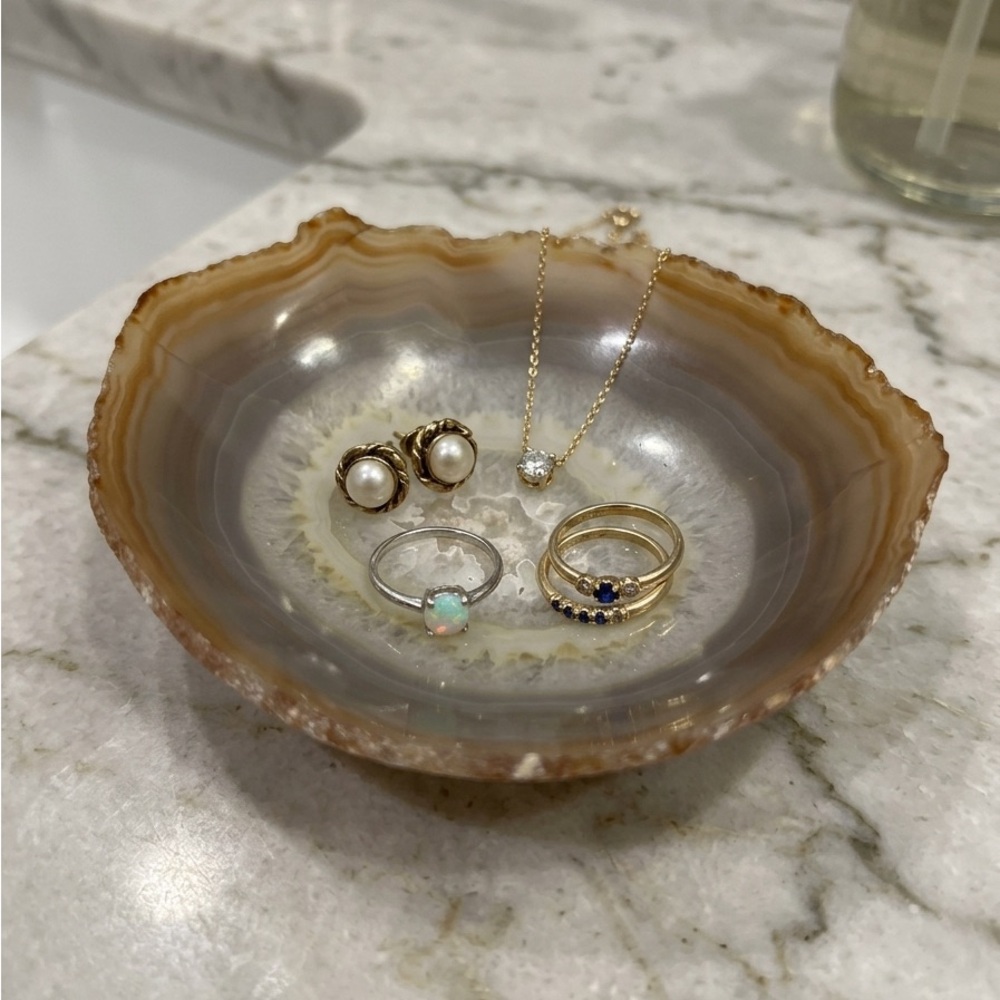 Natural Agate Druzy Jewelry Dish